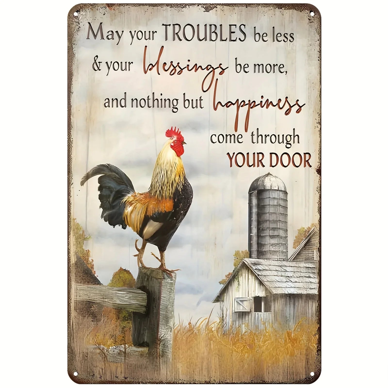 Charming Farm Chickens Vintage Metal Aluminum Signs  Colorful Visual Effect