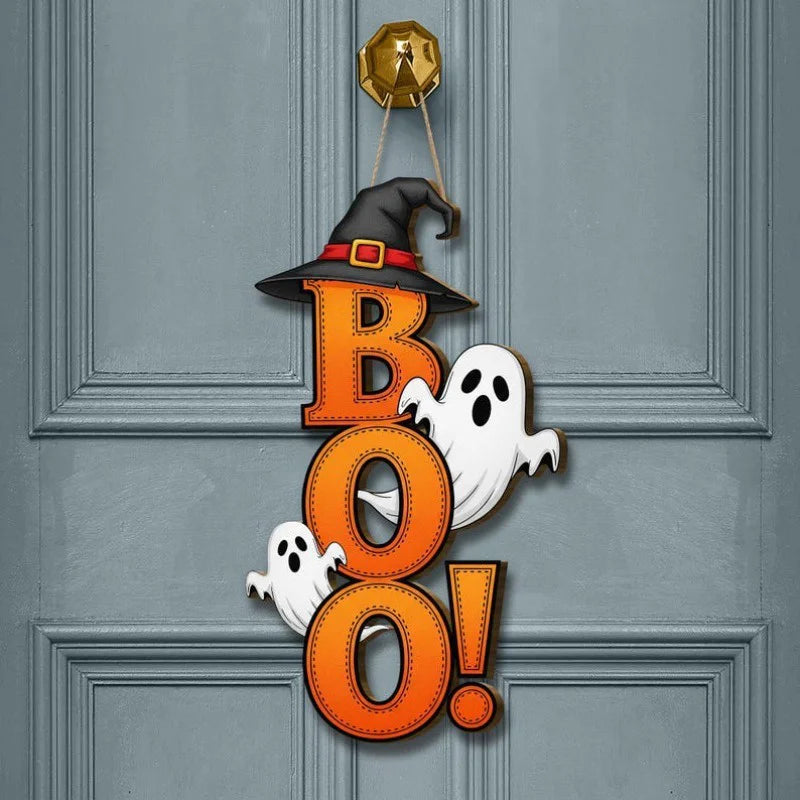 1Pcs Halloween Gate Sign Halloween  Wooden Pendants Decor