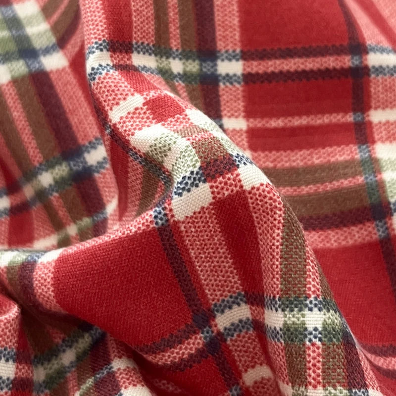 Vintage Double Sided Red Plaid Bedding Set Skin-Friendly Soft Duvet Cover Set with Bed Sheet and Pillowcases for Single Double