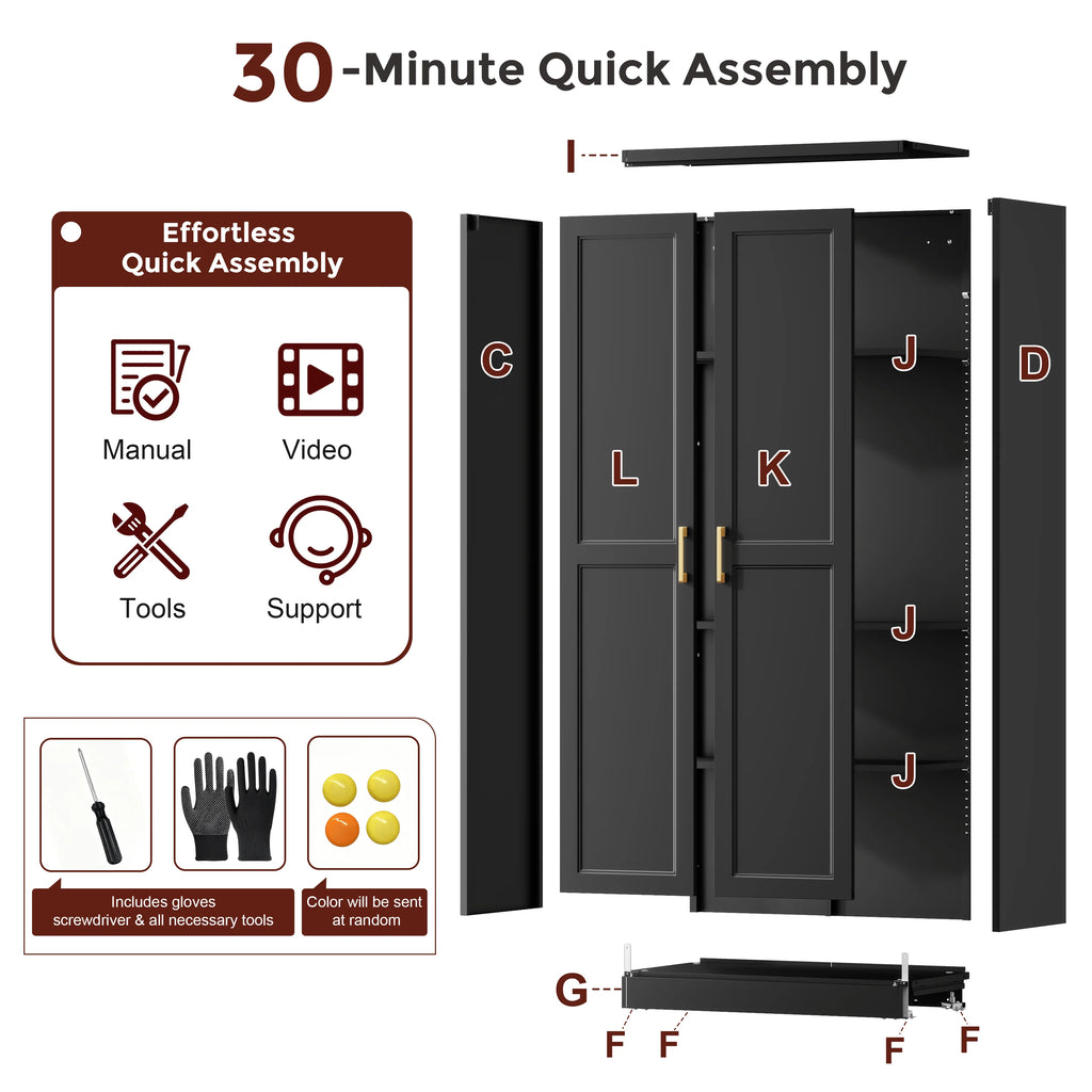 Pantry Cabinet 71" Metal Storage Cabinet with Doors and Shelves