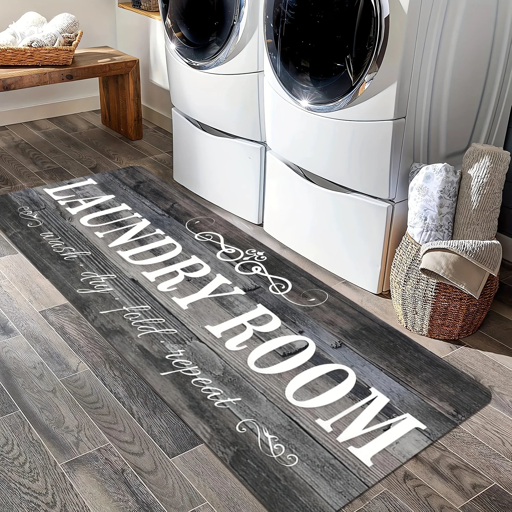 VIKAMA Vintage Laundry Room Dirt-Resistant And Easy-To-Clean Floor Mat, Entrance Door Mat. Also Christmas Choices