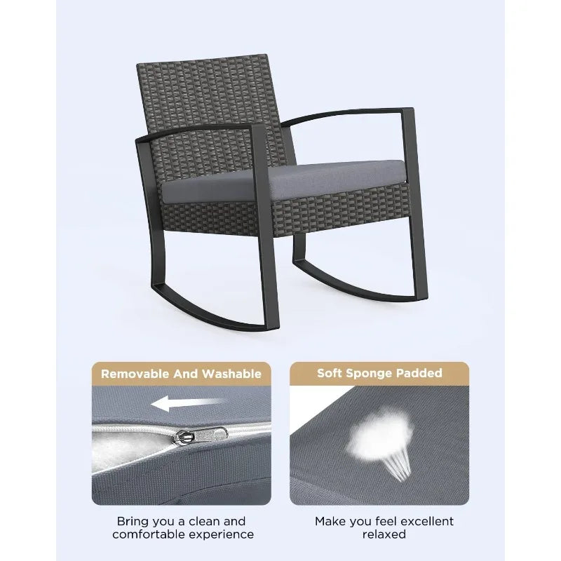 3 Pieces Patio Furniture Set Rocking Bistro Set