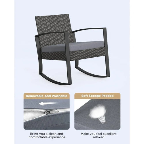 3 Pieces Patio Furniture Set Rocking Bistro Set