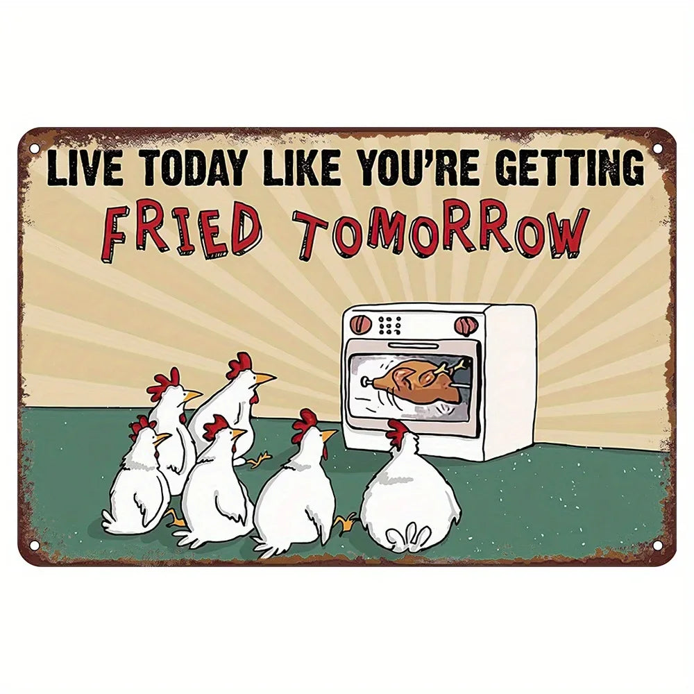Charming Farm Chickens Vintage Metal Aluminum Signs  Colorful Visual Effect