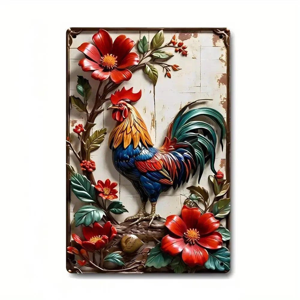 Charming Farm Chickens Vintage Metal Aluminum Signs  Colorful Visual Effect