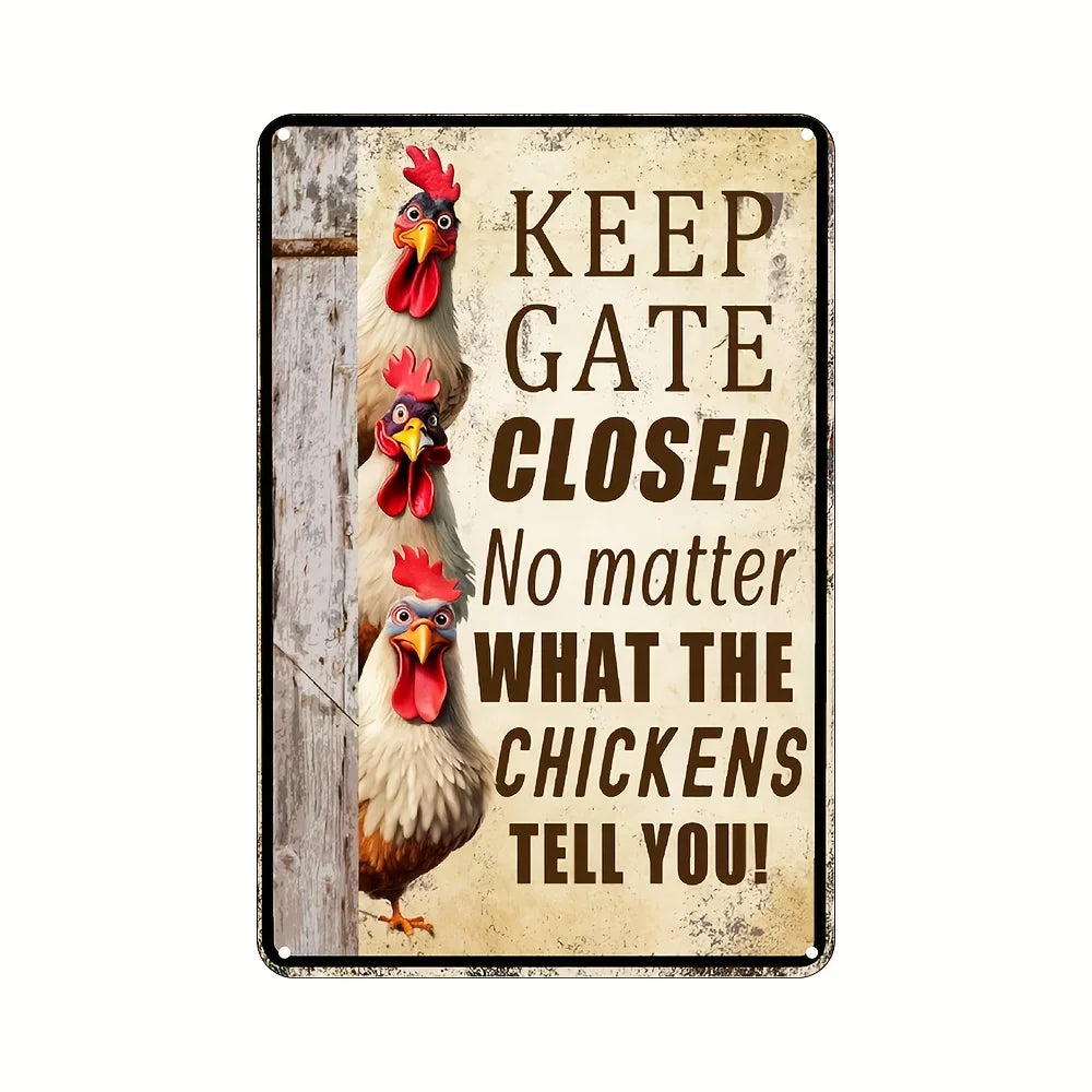 Charming Farm Chickens Vintage Metal Aluminum Signs  Colorful Visual Effect