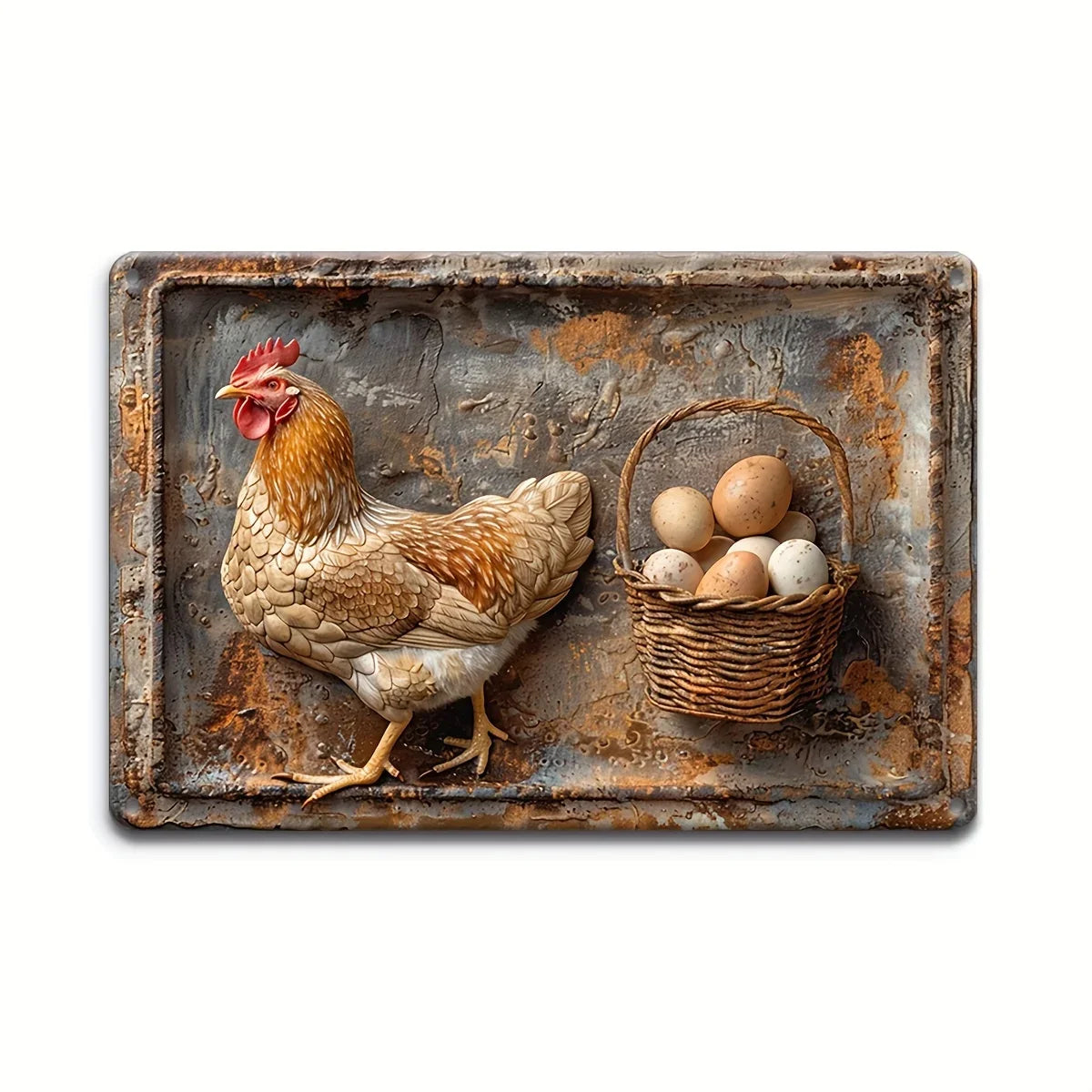Charming Farm Chickens Vintage Metal Aluminum Signs  Colorful Visual Effect