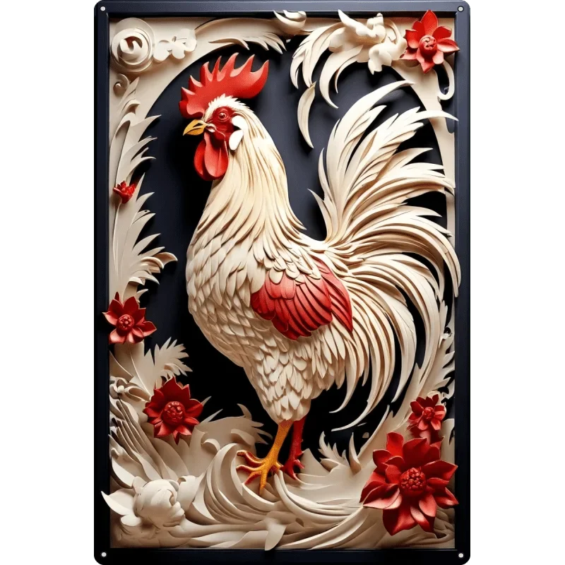 Charming Farm Chickens Vintage Metal Aluminum Signs  Colorful Visual Effect