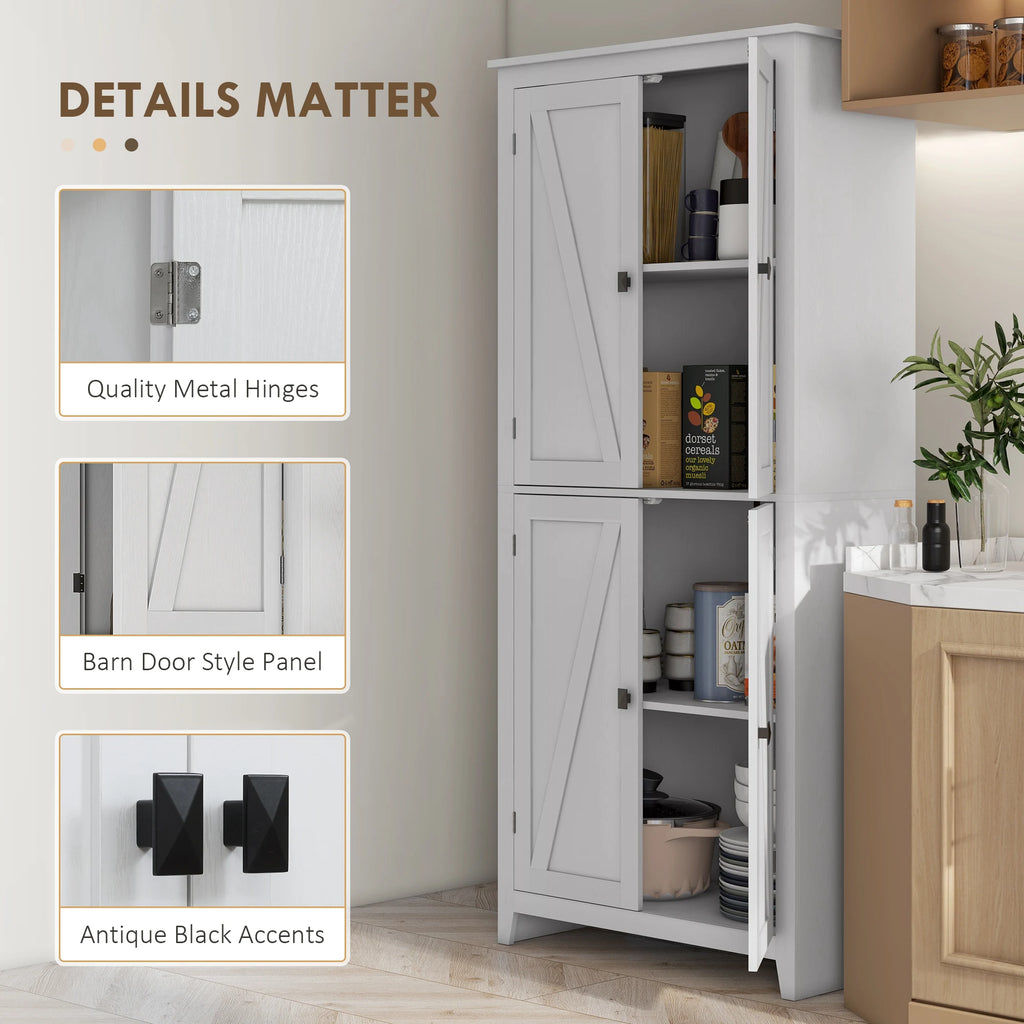 72" Freestanding Farmhouse Kitchen Pantry Cabinet