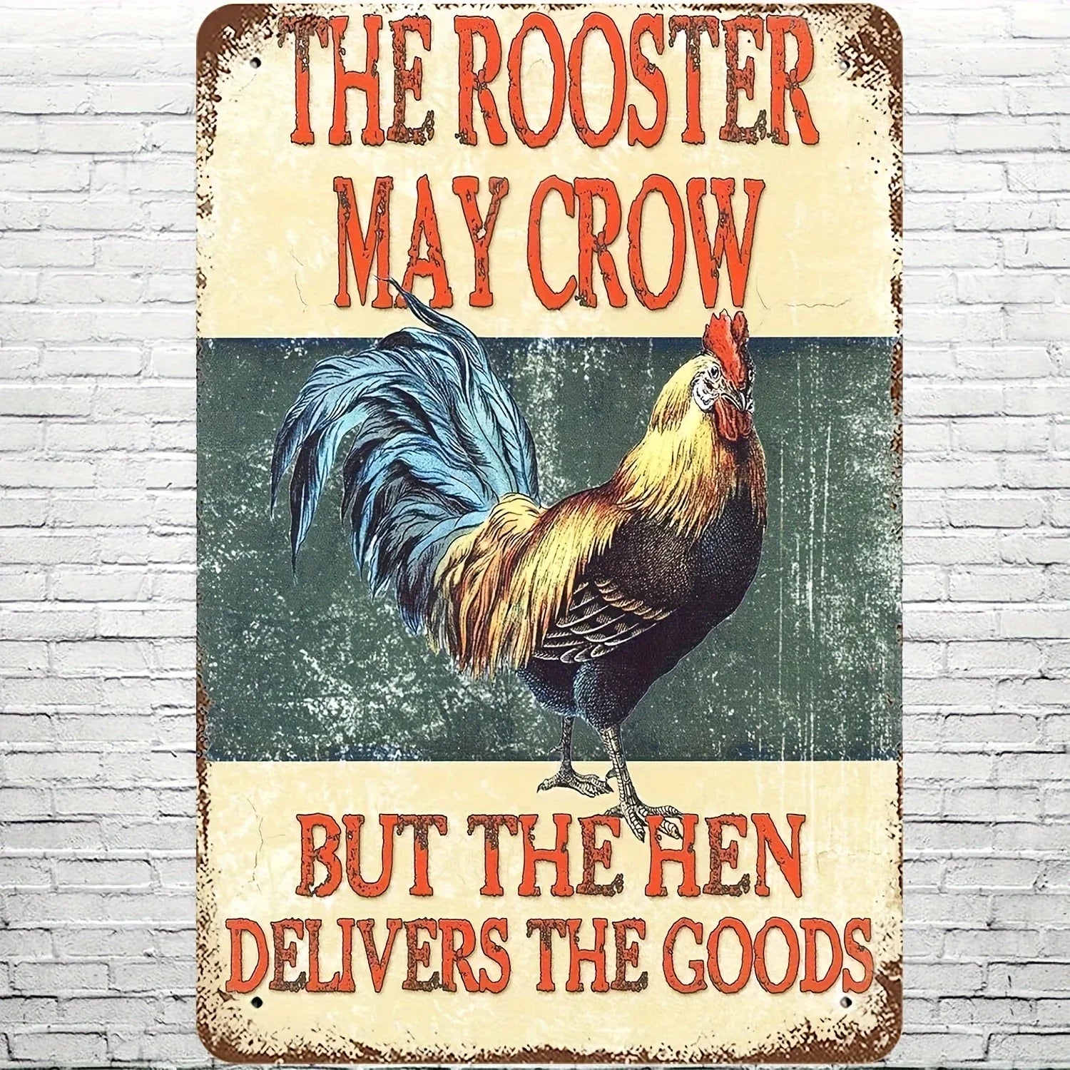 Charming Farm Chickens Vintage Metal Aluminum Signs  Colorful Visual Effect