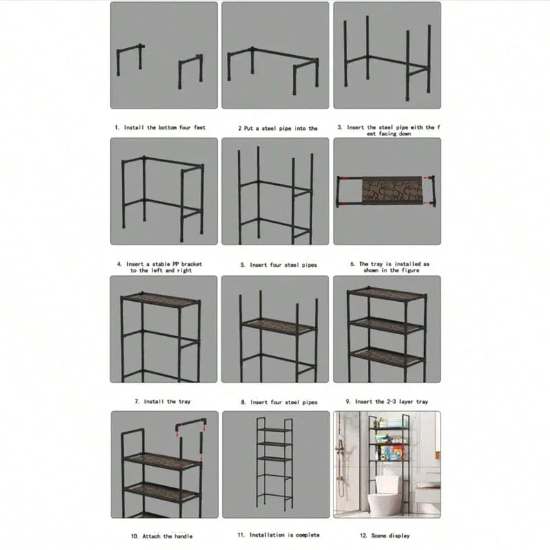 Bathroom Storage Rack Over The Toilet Shelf Multilayer Space Saver