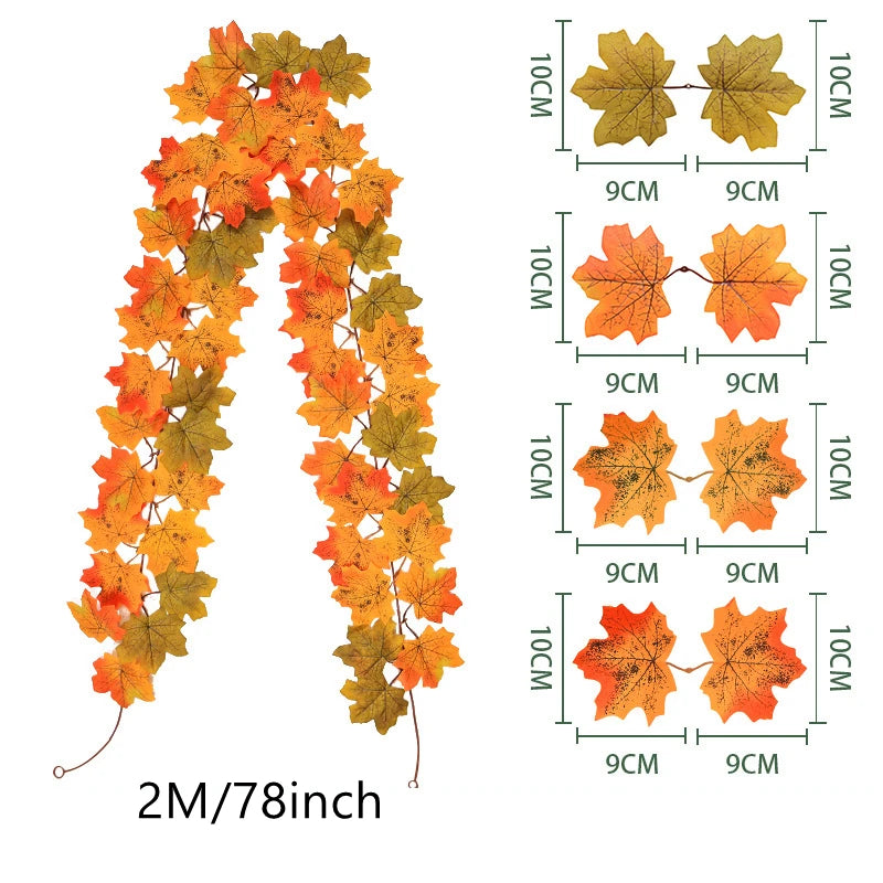 100/200CM Autumn Artificial Maple Leaf Garland Vine