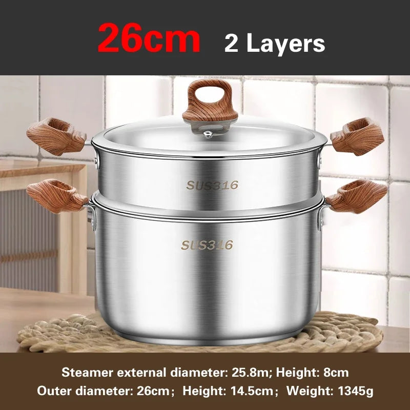 Thickened food grade 316 stainless steel pots Household induction cooker Special soup pot Congee cooking pots Steaming pot