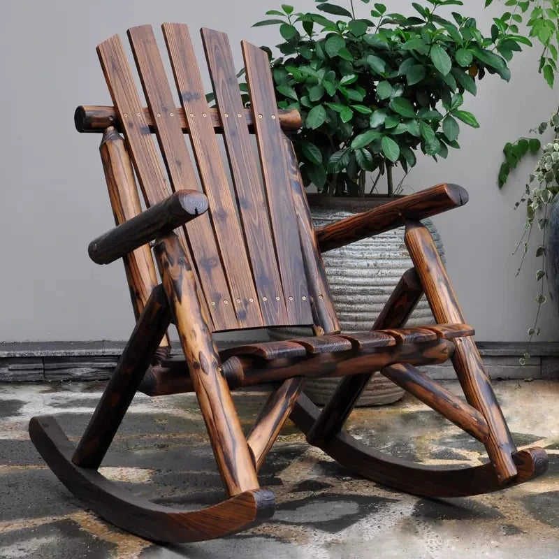 Outdoor Furniture Wooden Rocking Chair Rustic  Antique Vintage