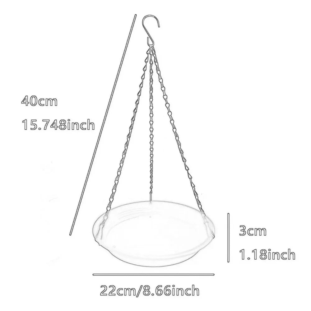 Round Shaped Birds Feeder Birdbath Bowl with Hanging Chain